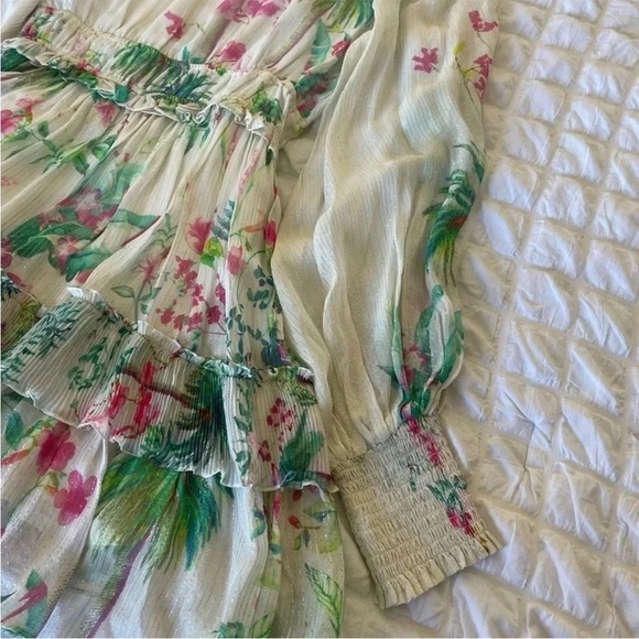 Hemant & Nandita botanical shimmer Zaina ruffle tiered mini dress - Picture 15 of 15